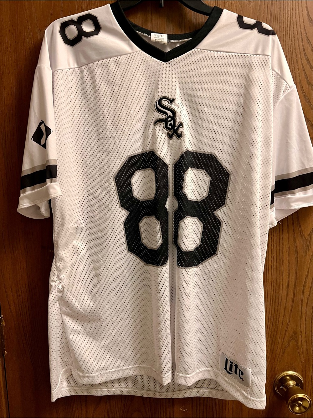 Men's White Mesh Chicago white Sox Jersey with Black 88
